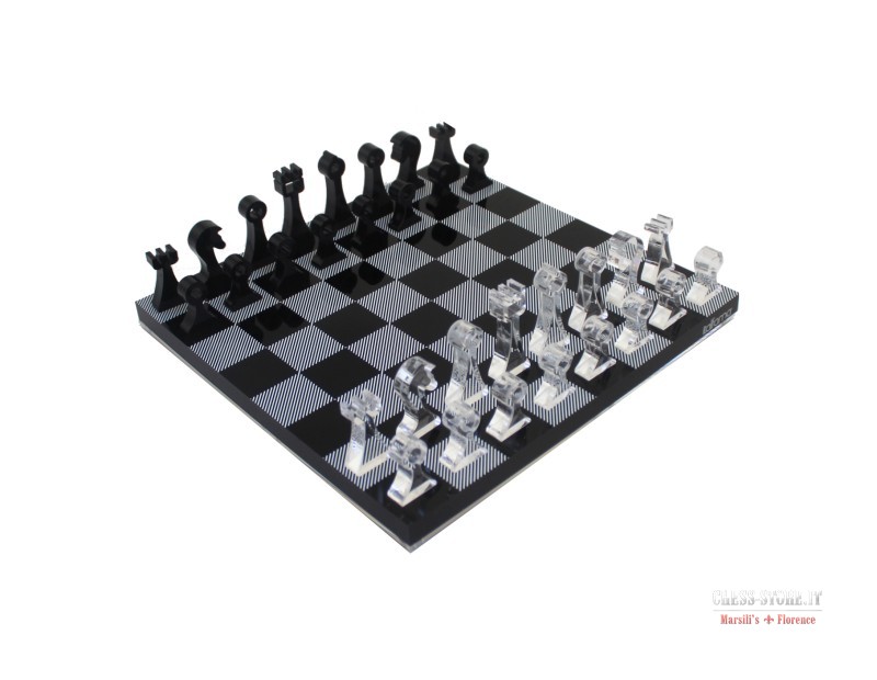 Chess pieces in plexiglass